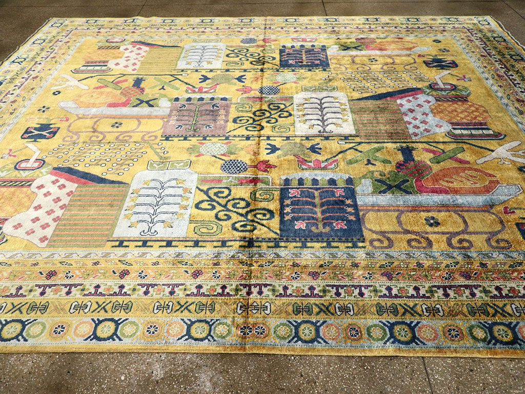 Modern East Turkestan Silk Khotan Room Size Carpet, No.33234 - Gsblank