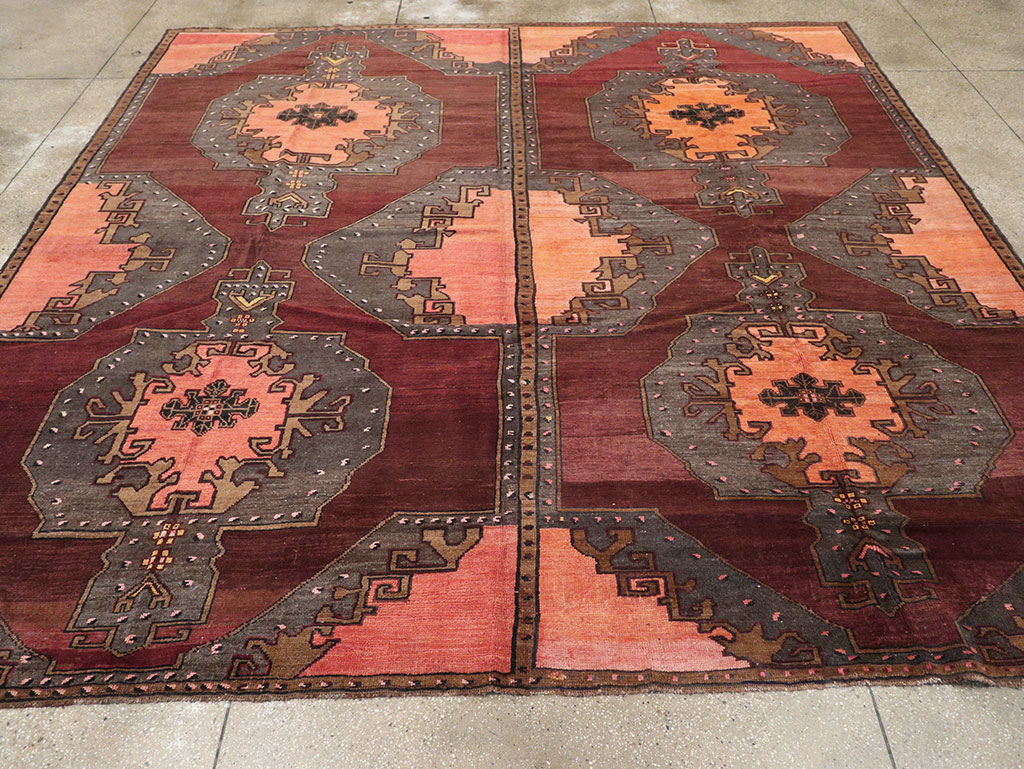 Vintage Turkish Anatolian Large Square Room Size Carpet, No.33254 - Gsblank