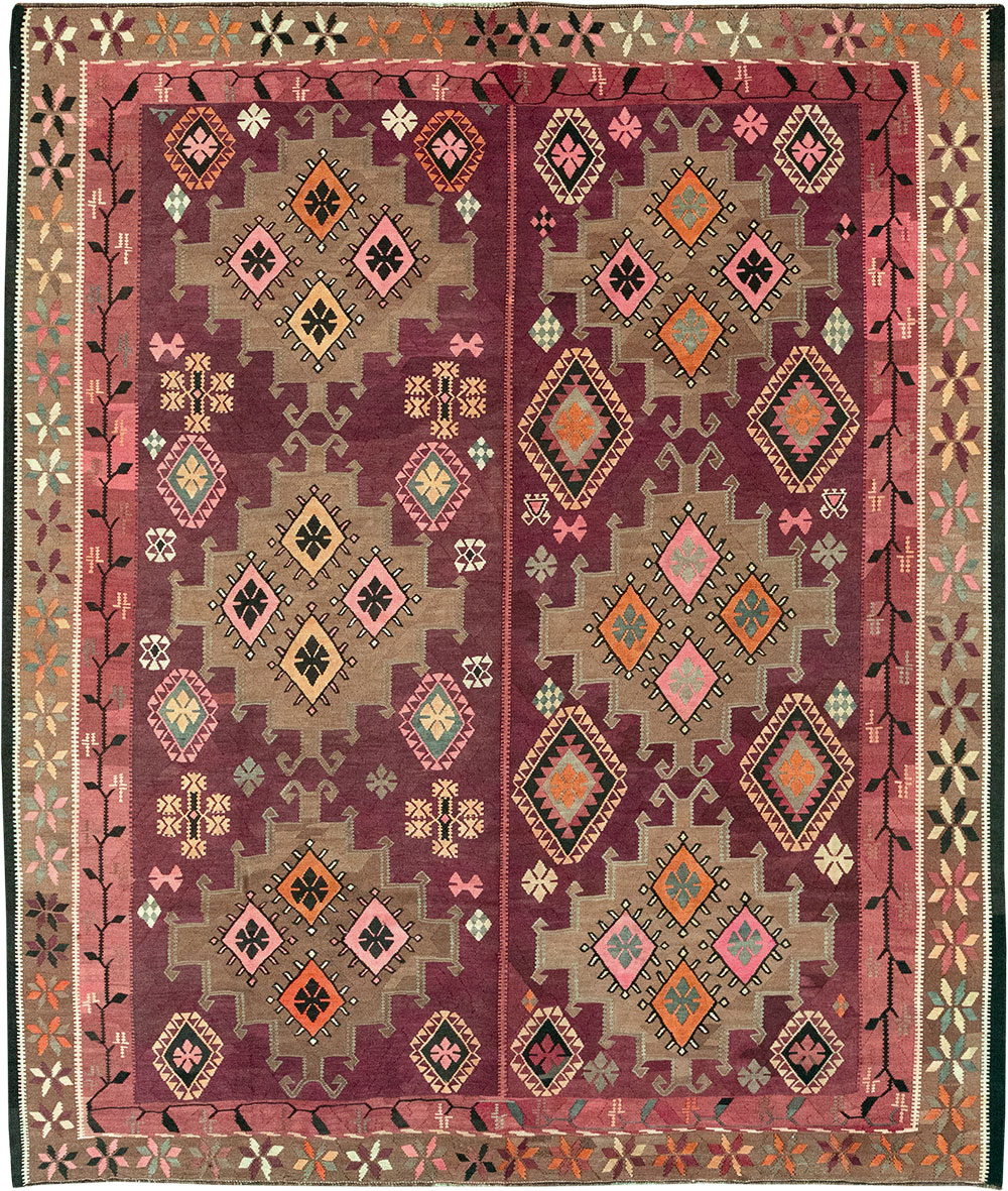 Vintage Turkish Flatweave Kilim Room Size Carpet, No.33258 - Gsblank