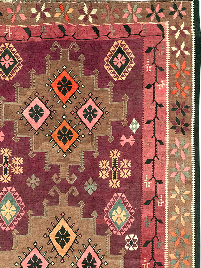 Vintage Turkish Flatweave Kilim Room Size Carpet, No.33258 - Gsblank