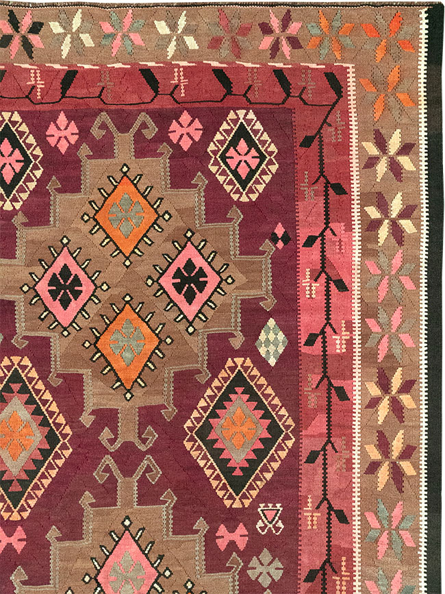 Vintage Turkish Flatweave Kilim Room Size Carpet, No.33258 - Gsblank