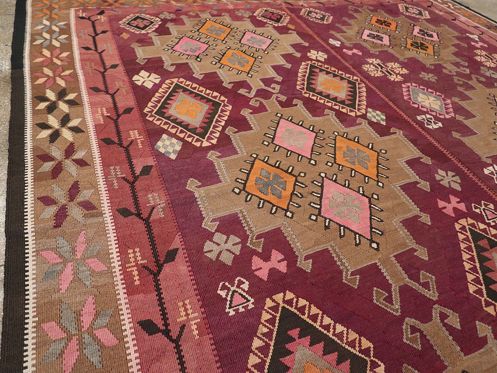 Vintage Turkish Flatweave Kilim Room Size Carpet, No.33258 - Gsblank