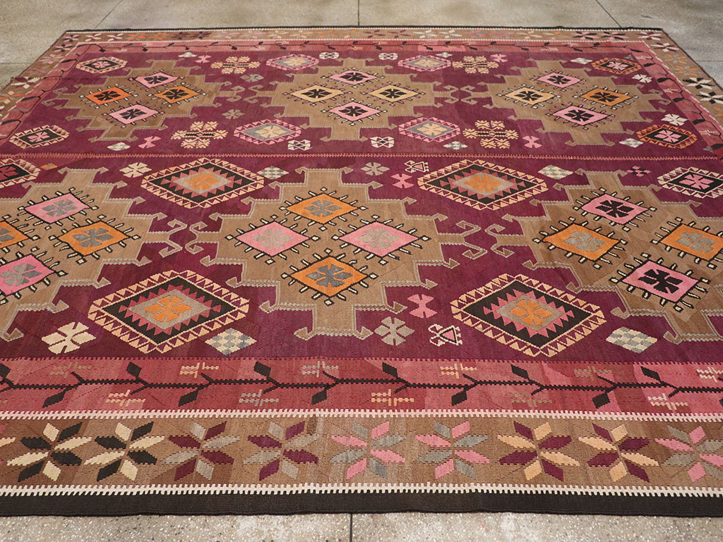 Vintage Turkish Flatweave Kilim Room Size Carpet, No.33258 - Gsblank