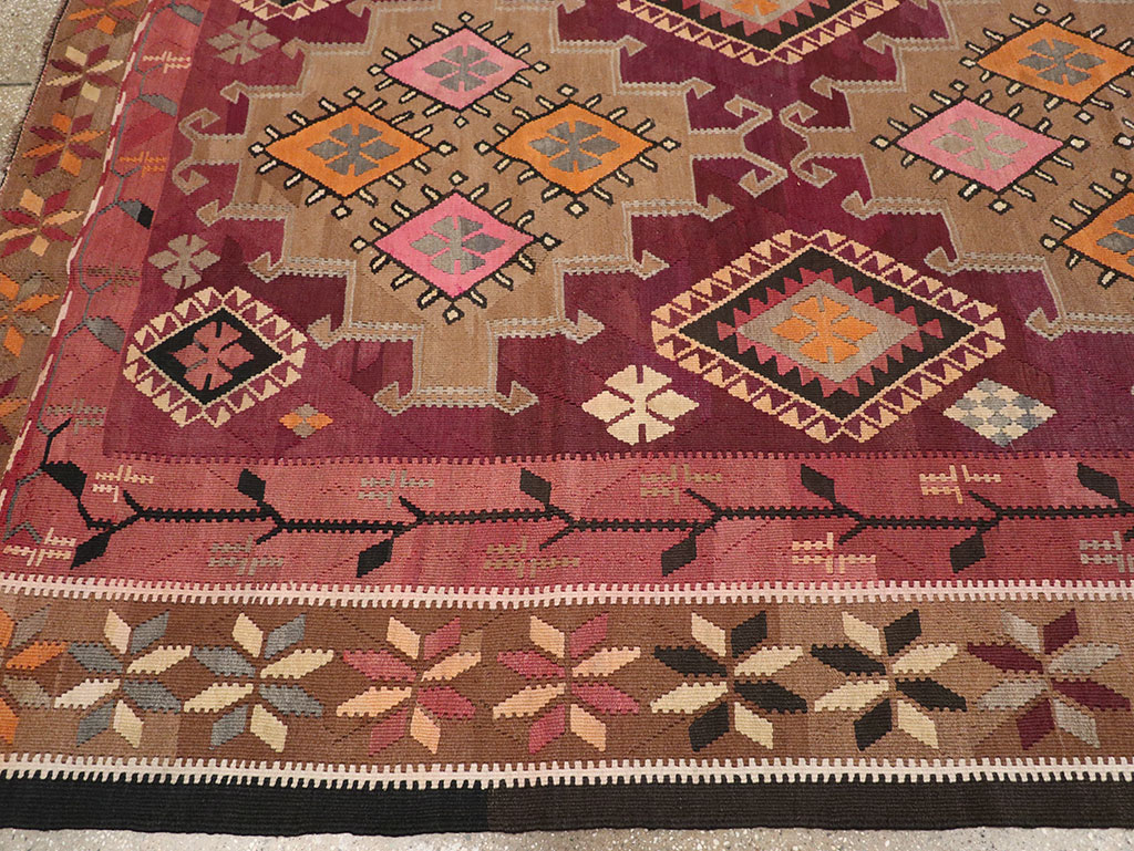 Vintage Turkish Flatweave Kilim Room Size Carpet, No.33258 - Gsblank