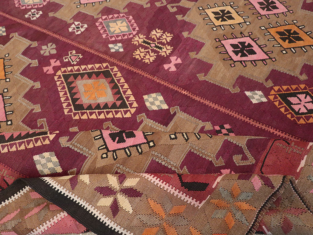 Vintage Turkish Flatweave Kilim Room Size Carpet, No.33258 - Gsblank