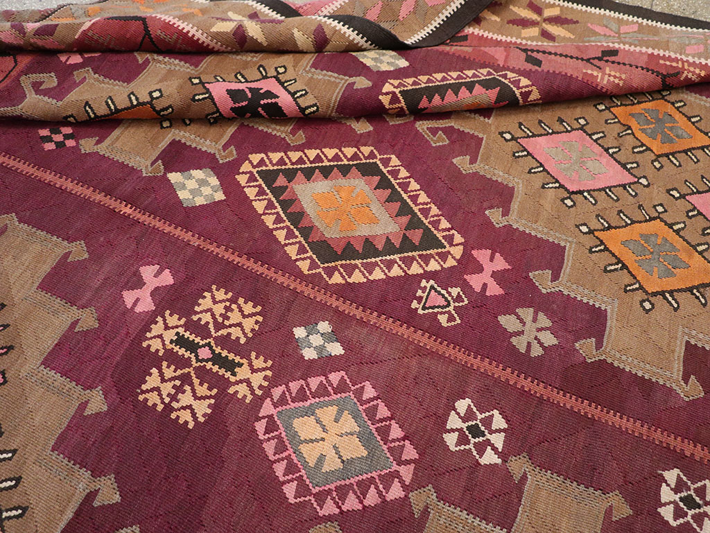 Vintage Turkish Flatweave Kilim Room Size Carpet, No.33258 - Gsblank