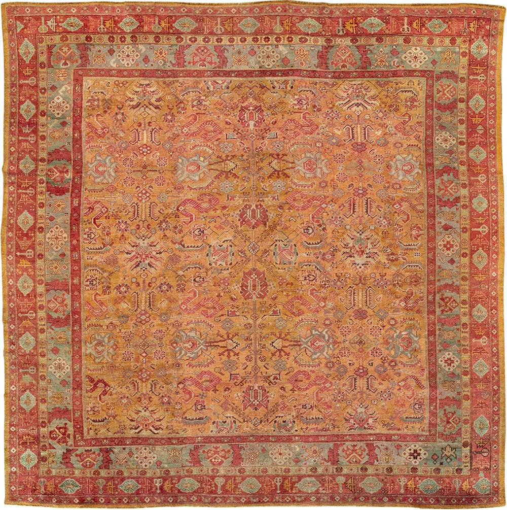 Antique Turkish Oushak Square Room Size Carpet, No.33262 - Gsblank