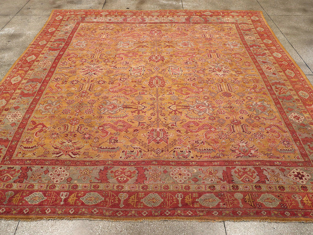 Antique Turkish Oushak Square Room Size Carpet, No.33262 - Gsblank