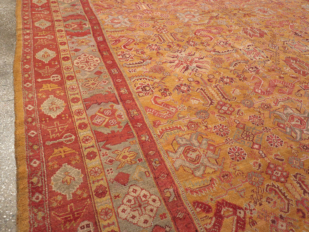 Antique Turkish Oushak Square Room Size Carpet, No.33262 - Gsblank