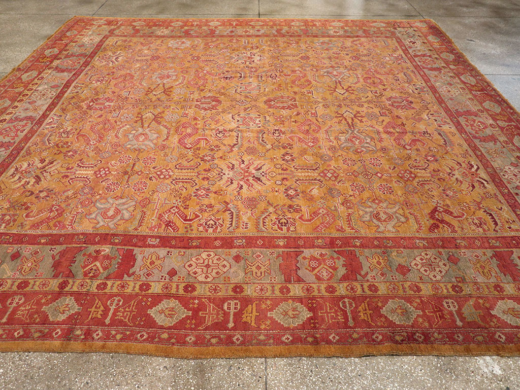 Antique Turkish Oushak Square Room Size Carpet, No.33262 - Gsblank