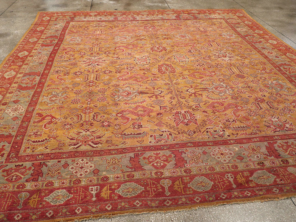 Antique Turkish Oushak Square Room Size Carpet, No.33262 - Gsblank