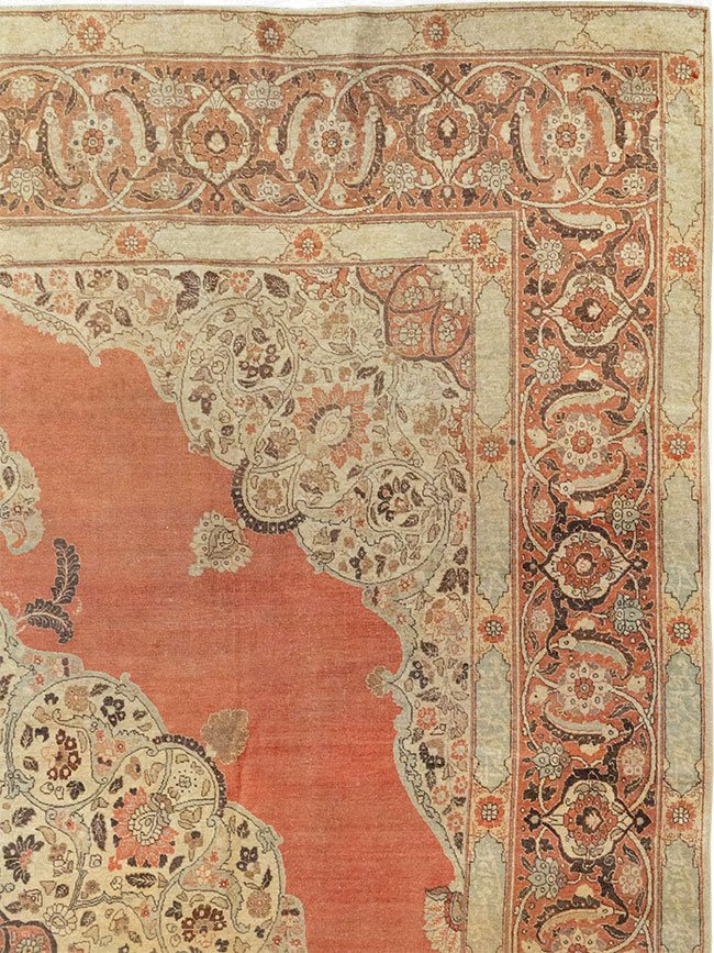 Antique Persian Tabriz Room Size Carpet, No.33263 - Gsblank
