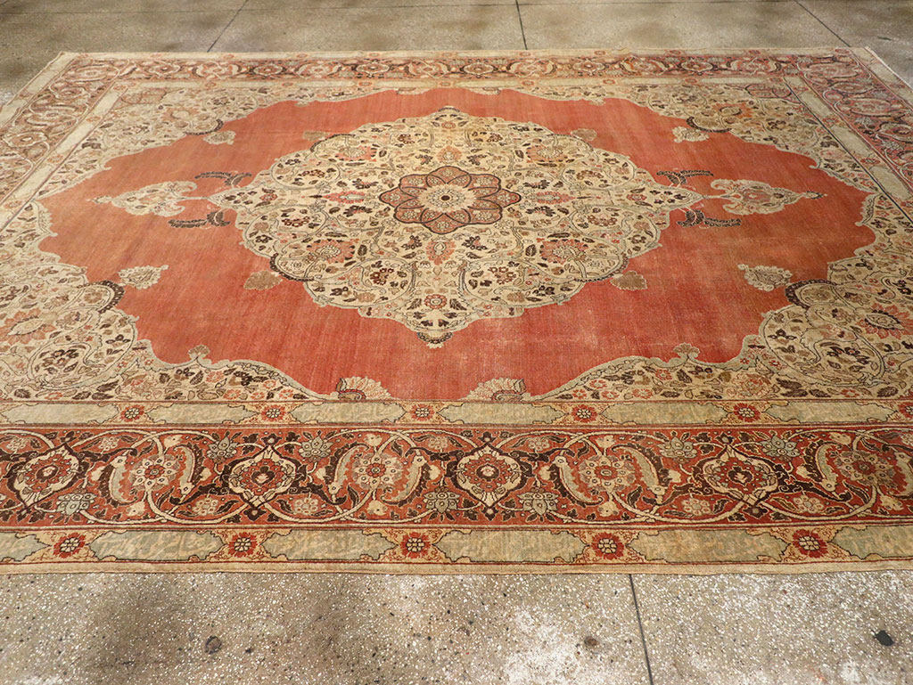 Antique Persian Tabriz Room Size Carpet, No.33263 - Gsblank