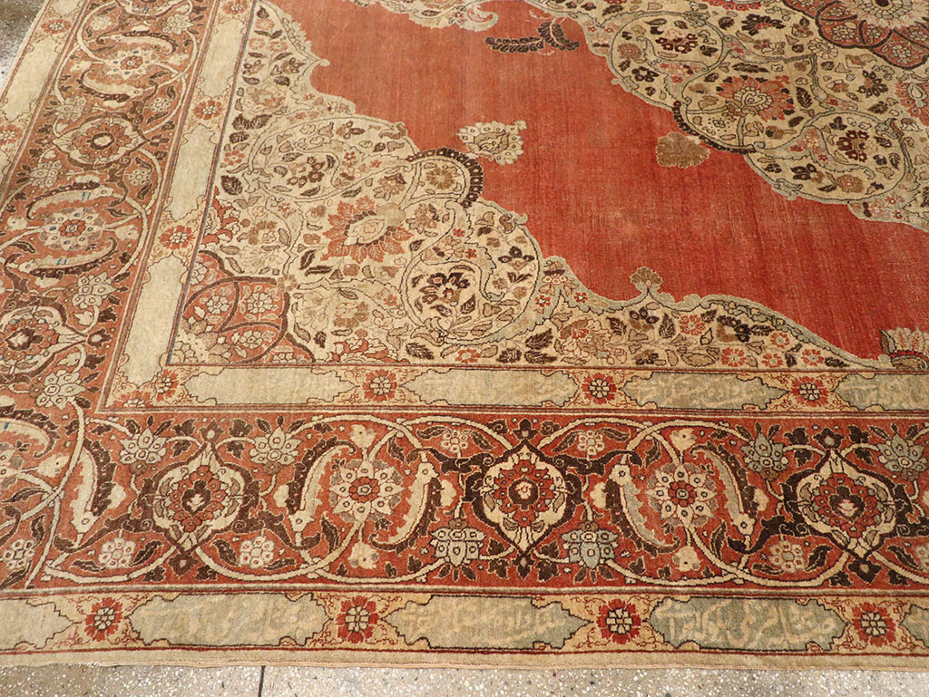 Antique Persian Tabriz Room Size Carpet, No.33263 - Gsblank