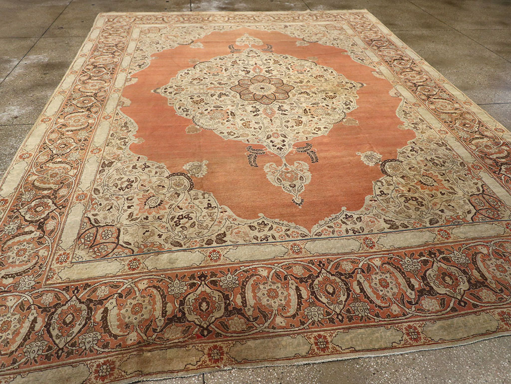 Antique Persian Tabriz Room Size Carpet, No.33263 - Gsblank