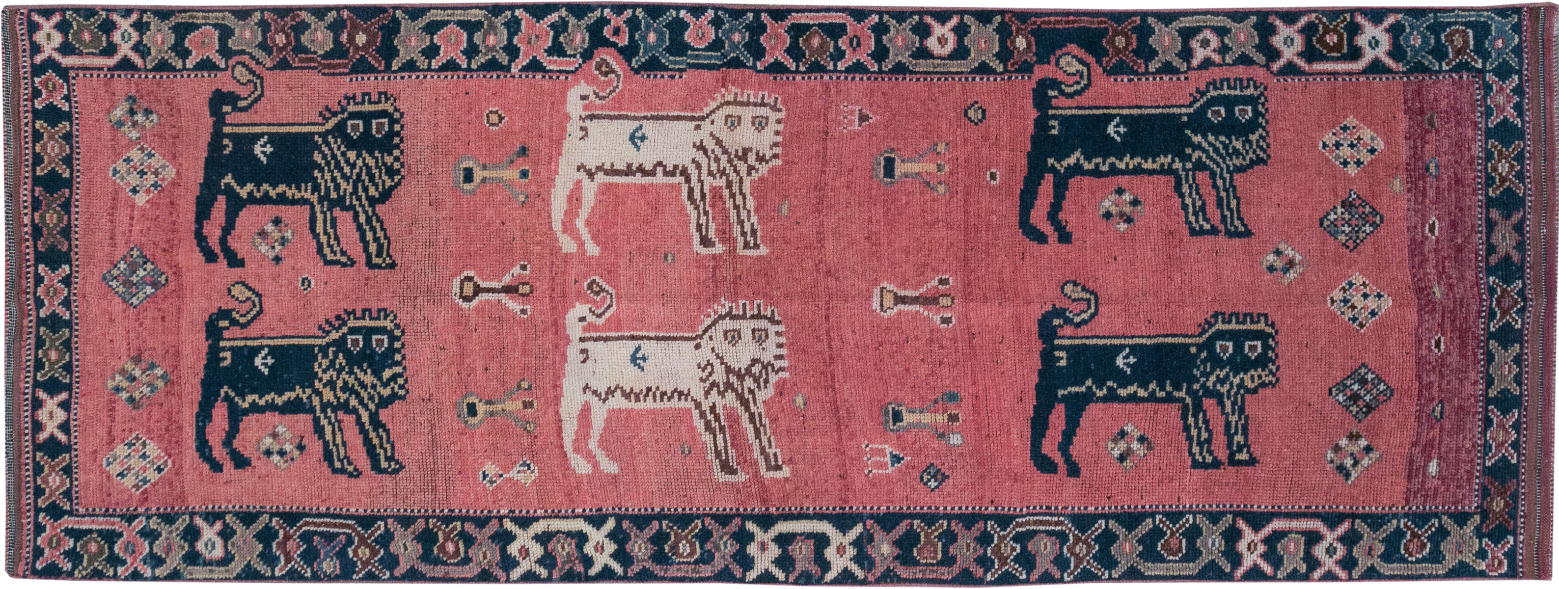 Vintage Turkish Anatolian Pictorial Runner, No.33267 - Gsblank