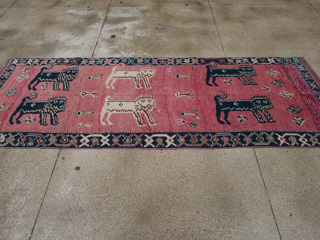 Vintage Turkish Anatolian Pictorial Runner, No.33267 - Gsblank