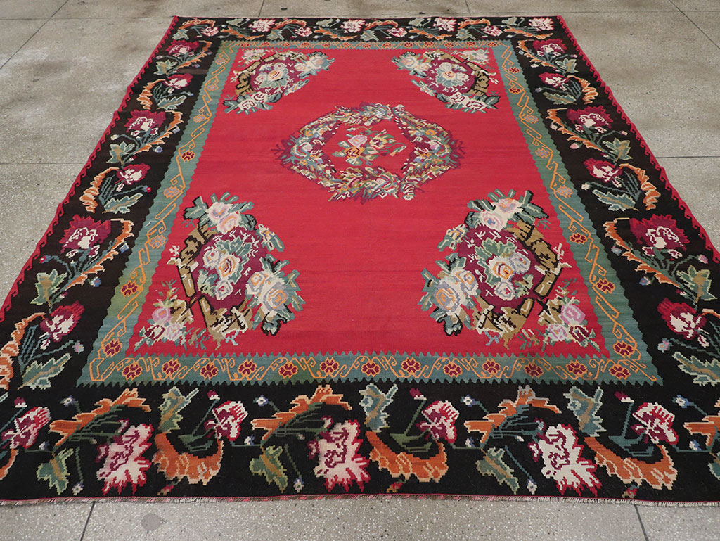 Vintage European Bessarabian Kilim Room Size Carpet, No.33279 - Gsblank