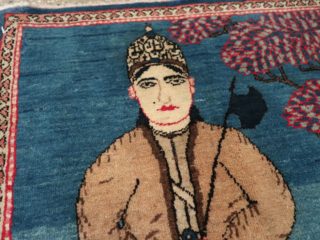 Antique Persian Kashan Pictorial Rug, No.33280 - Gsblank