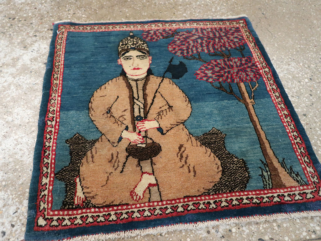 Antique Persian Kashan Pictorial Rug, No.33280 - Gsblank