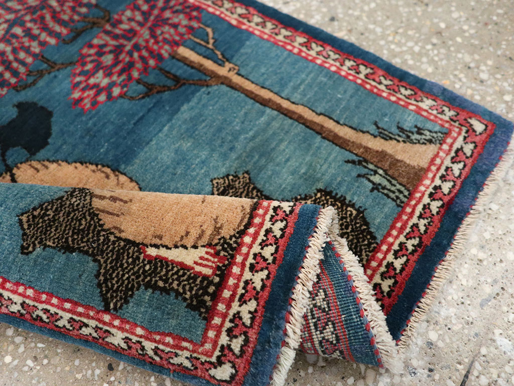 Antique Persian Kashan Pictorial Rug, No.33280 - Gsblank