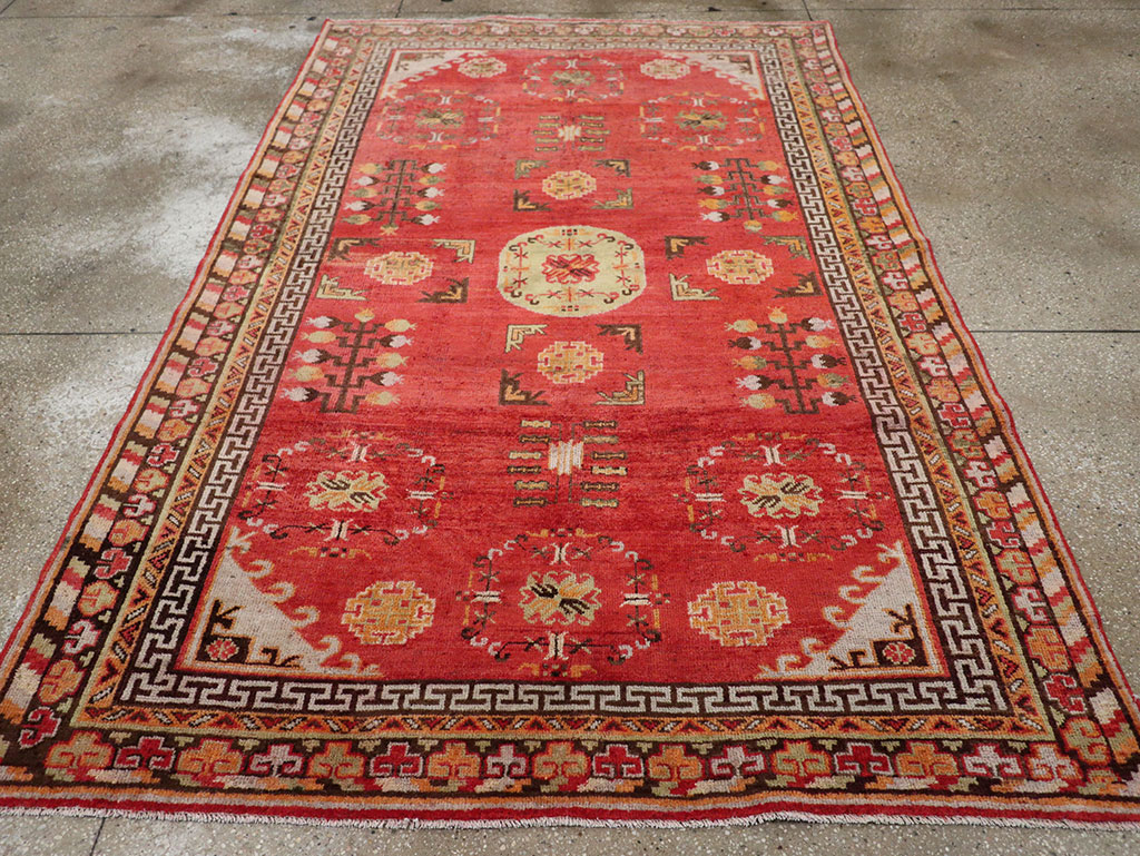 Antique East Turkestan Khotan Accent Rug, No.33282 - Gsblank