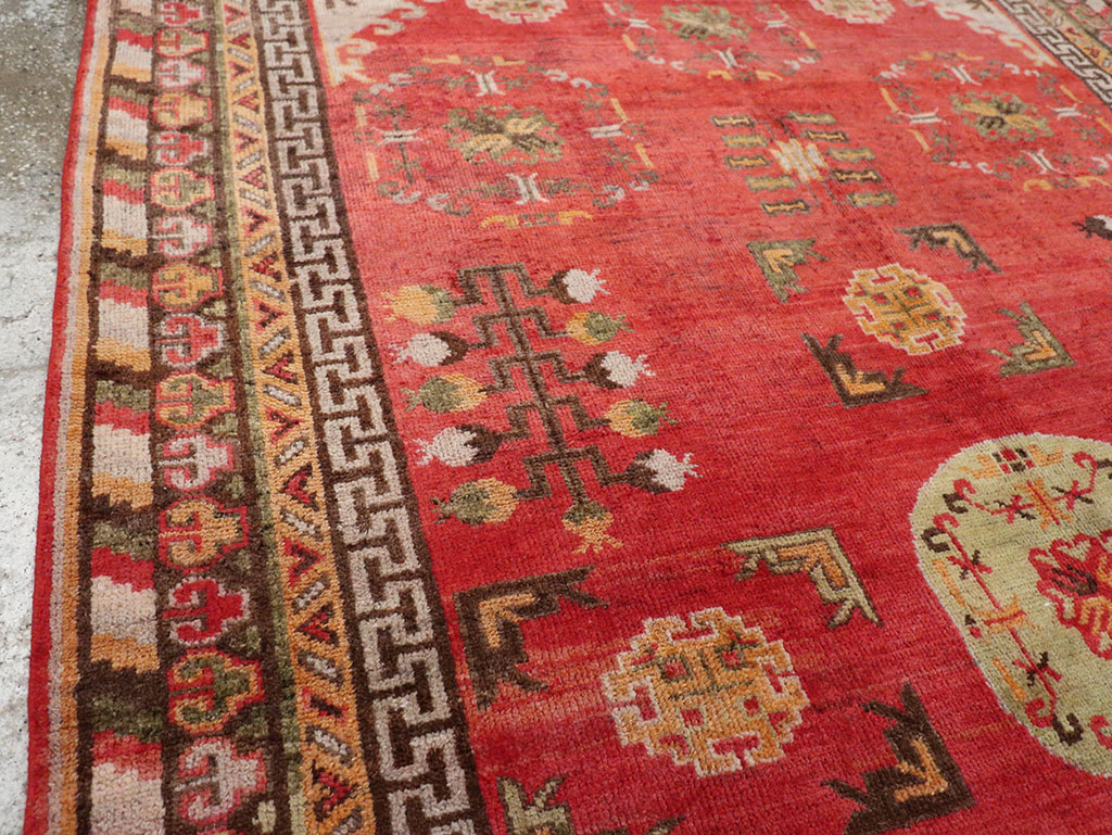 Antique East Turkestan Khotan Accent Rug, No.33282 - Gsblank