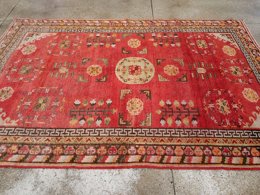 Antique East Turkestan Khotan Accent Rug, No.33282 - Gsblank
