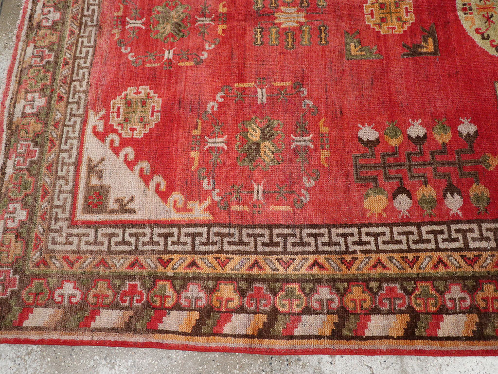 Antique East Turkestan Khotan Accent Rug, No.33282 - Gsblank