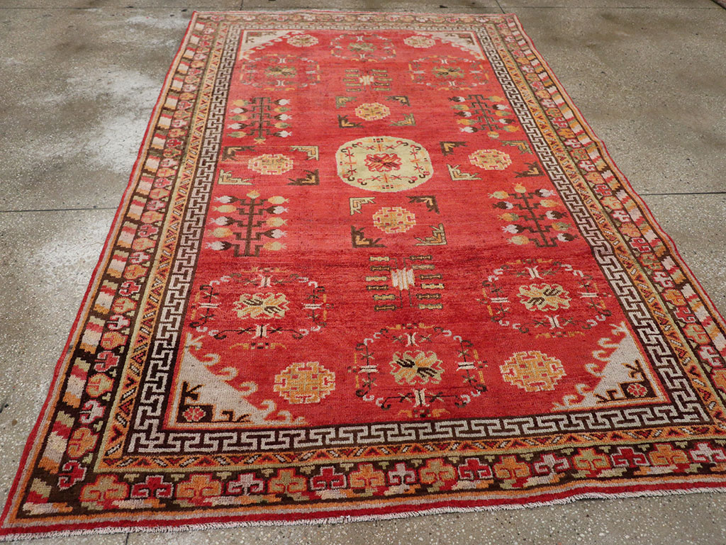 Antique East Turkestan Khotan Accent Rug, No.33282 - Gsblank