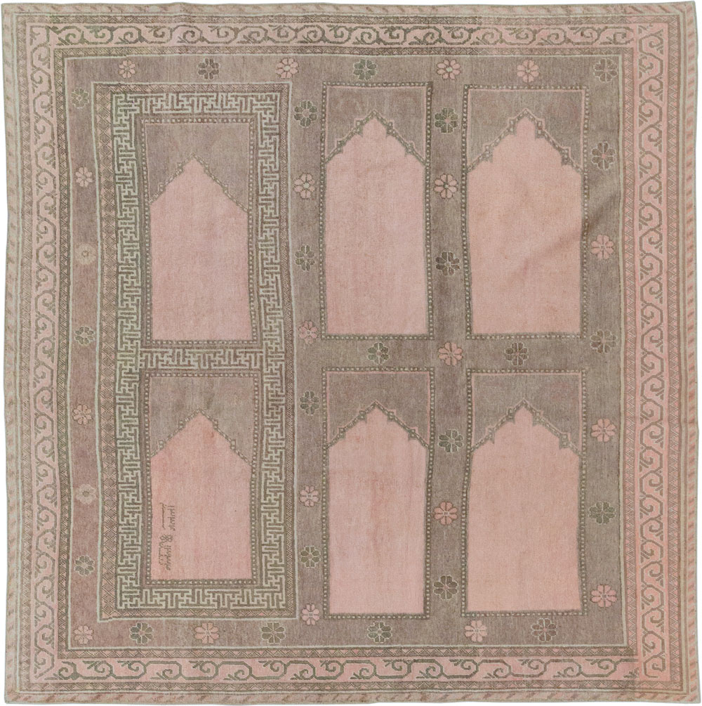 Vintage East Turkestan Khotan Square Accent Carpet, No.33284 - Gsblank