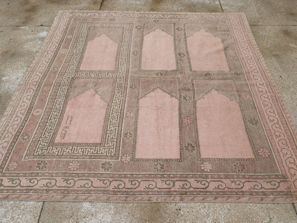 Vintage East Turkestan Khotan Square Accent Carpet, No.33284 - Gsblank