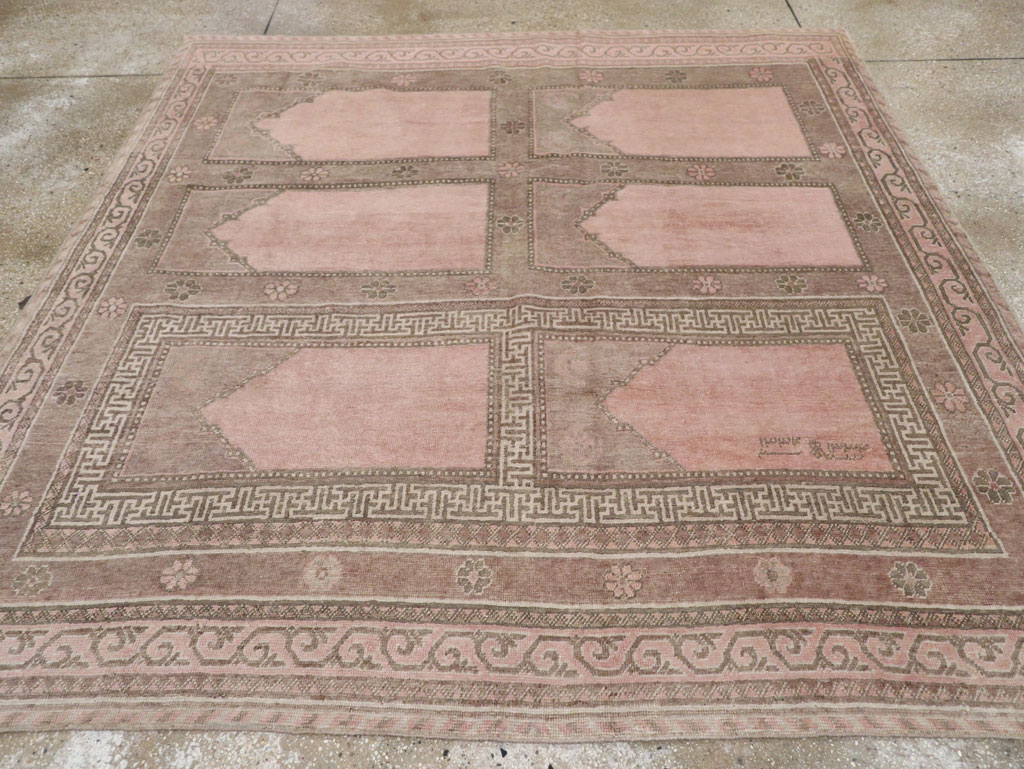 Vintage East Turkestan Khotan Square Accent Carpet, No.33284 - Gsblank