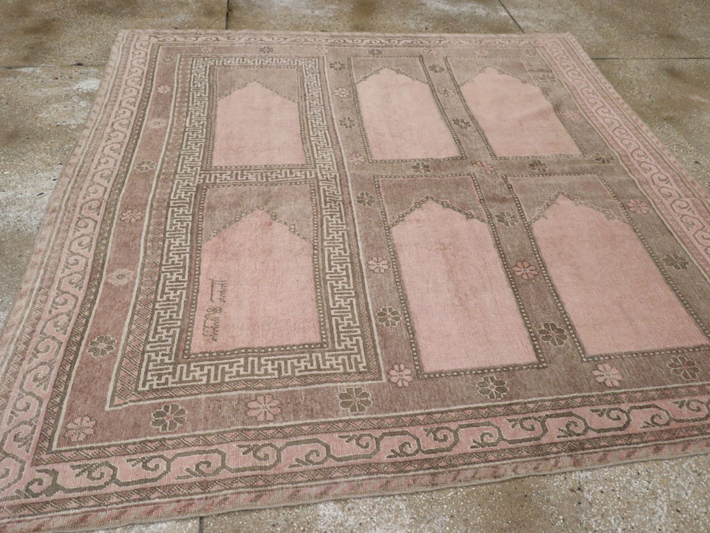Vintage East Turkestan Khotan Square Accent Carpet, No.33284 - Gsblank