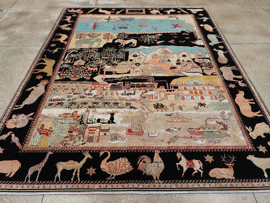 Vintage Indo-Persian Tabriz Room Size Carpet, No.33286 - Gsblank