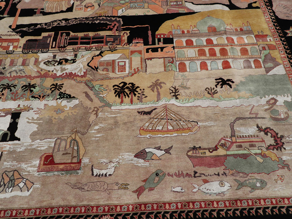 Vintage Indo-Persian Tabriz Room Size Carpet, No.33286 - Gsblank