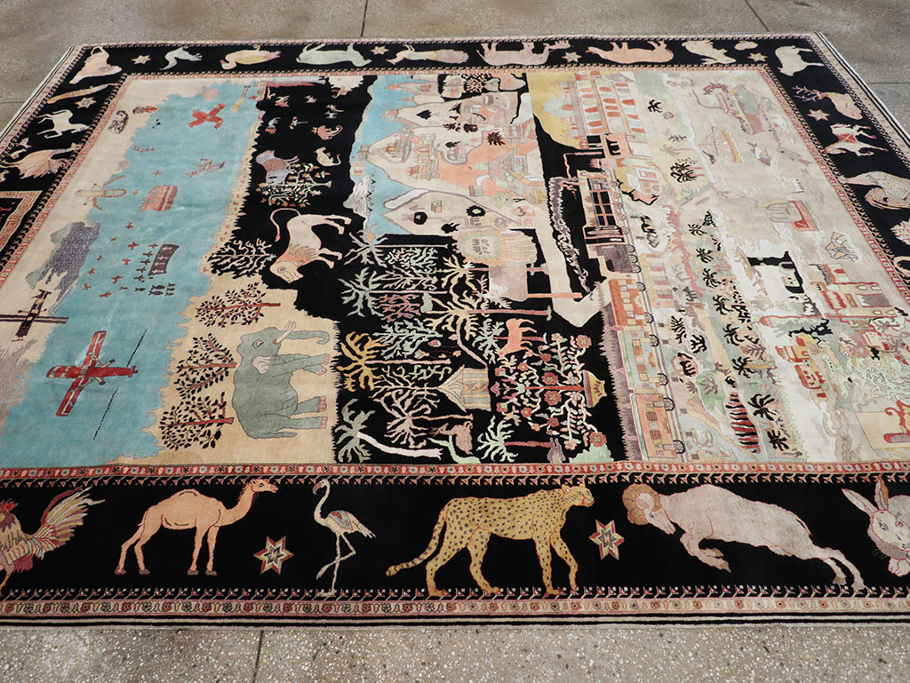 Vintage Indo-Persian Tabriz Room Size Carpet, No.33286 - Gsblank