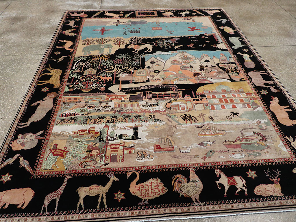 Vintage Indo-Persian Tabriz Room Size Carpet, No.33286 - Gsblank