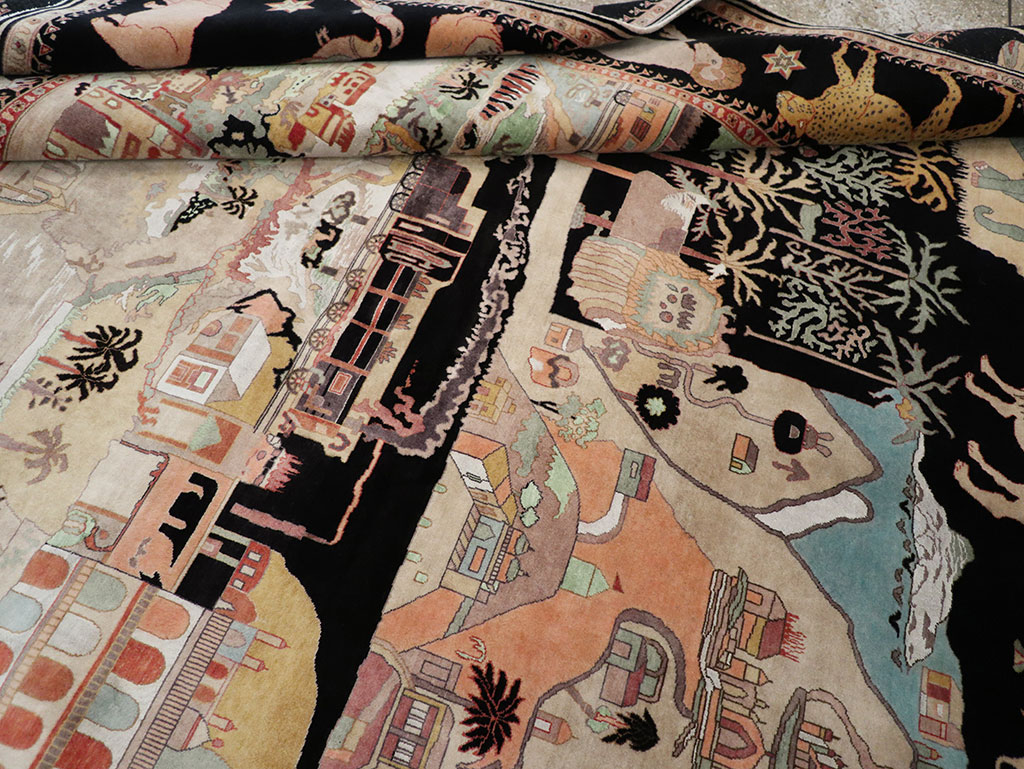 Vintage Indo-Persian Tabriz Room Size Carpet, No.33286 - Gsblank