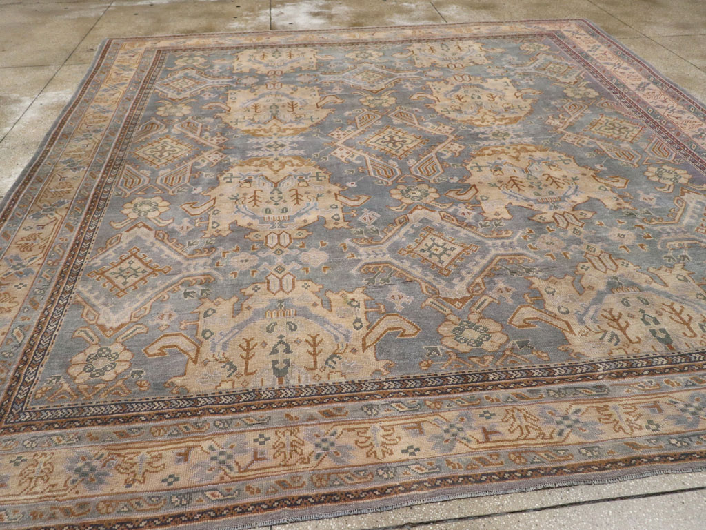 Antique Turkish Oushak Large Square Room Size Carpet, No.33295 - Gsblank