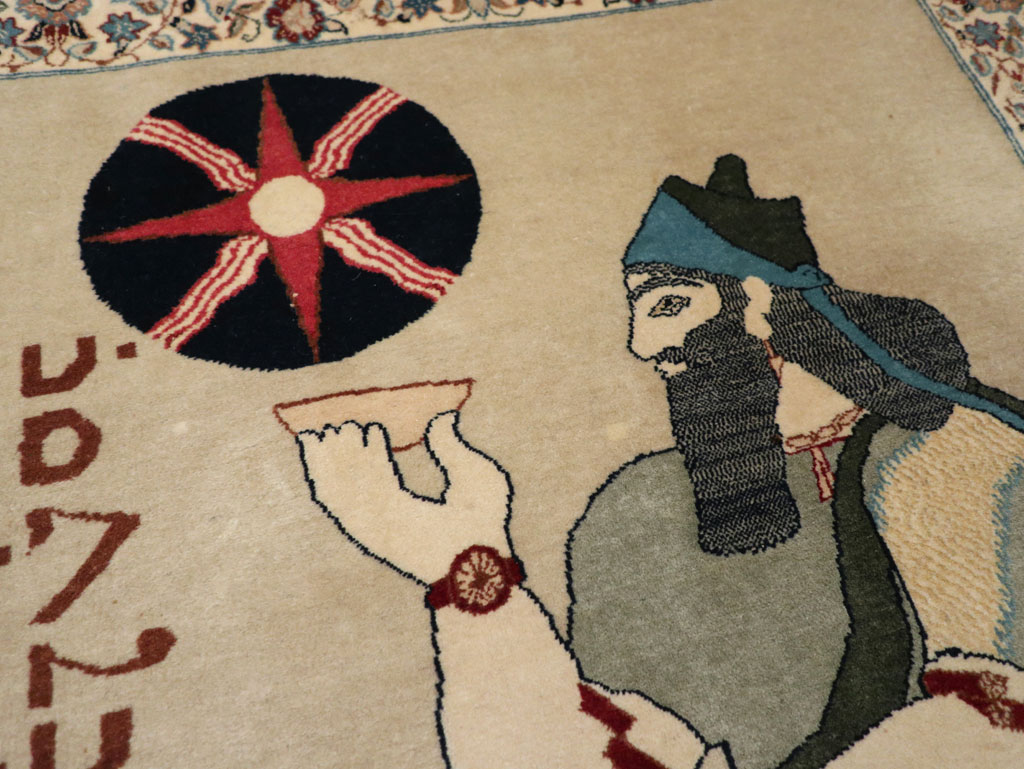 Vintage Persian Nain Pictorial Rug, No.33296 - Gsblank