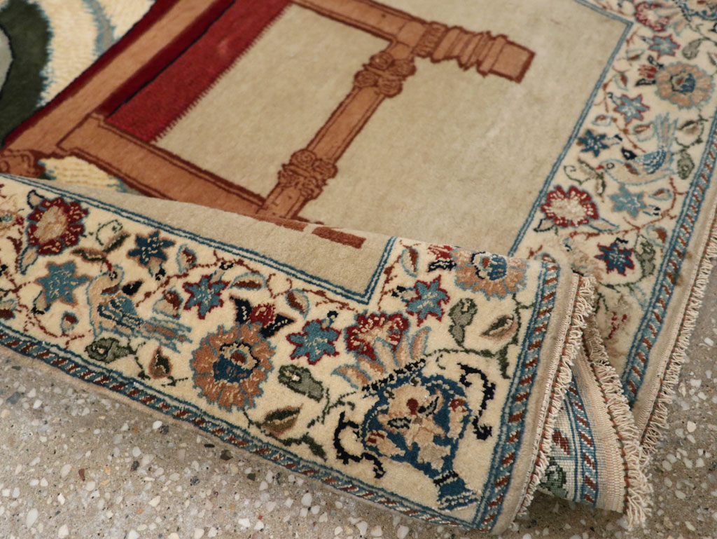 Vintage Persian Nain Pictorial Rug, No.33296 - Gsblank