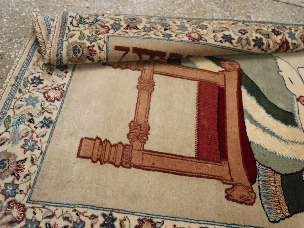 Vintage Persian Nain Pictorial Rug, No.33296 - Gsblank