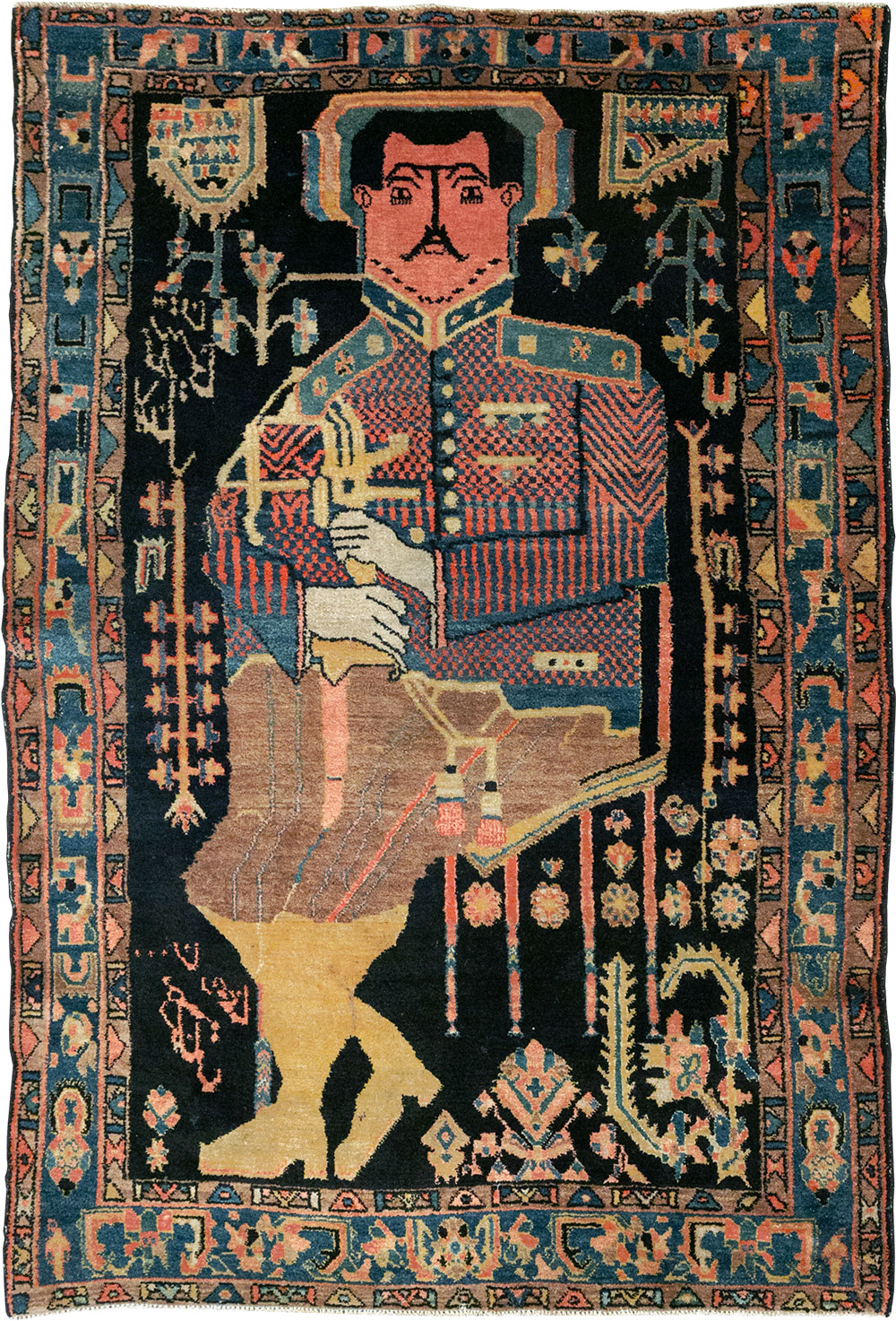 Vintage Persian Malayer Pictorial Rug, No.33302 - Gsblank