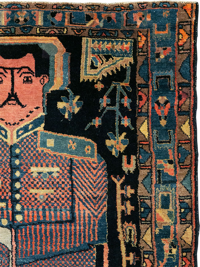 Vintage Persian Malayer Pictorial Rug, No.33302 - Gsblank