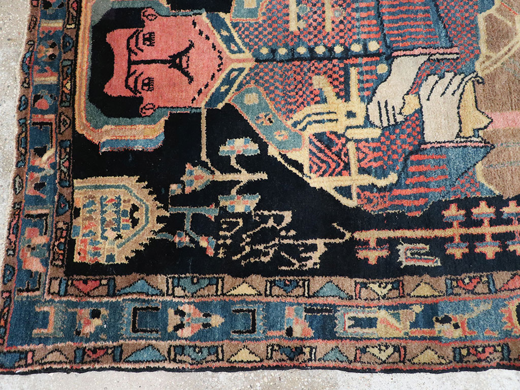 Vintage Persian Malayer Pictorial Rug, No.33302 - Gsblank