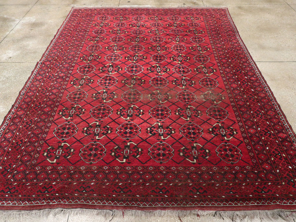 Vintage Central Asian Turkoman Room Size Rug, No.33307 - Gsblank