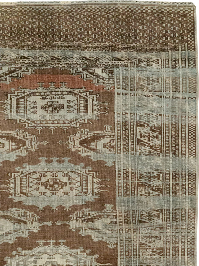 Vintage Central Asia Turkoman Accent Rug, No.33314 - Gsblank