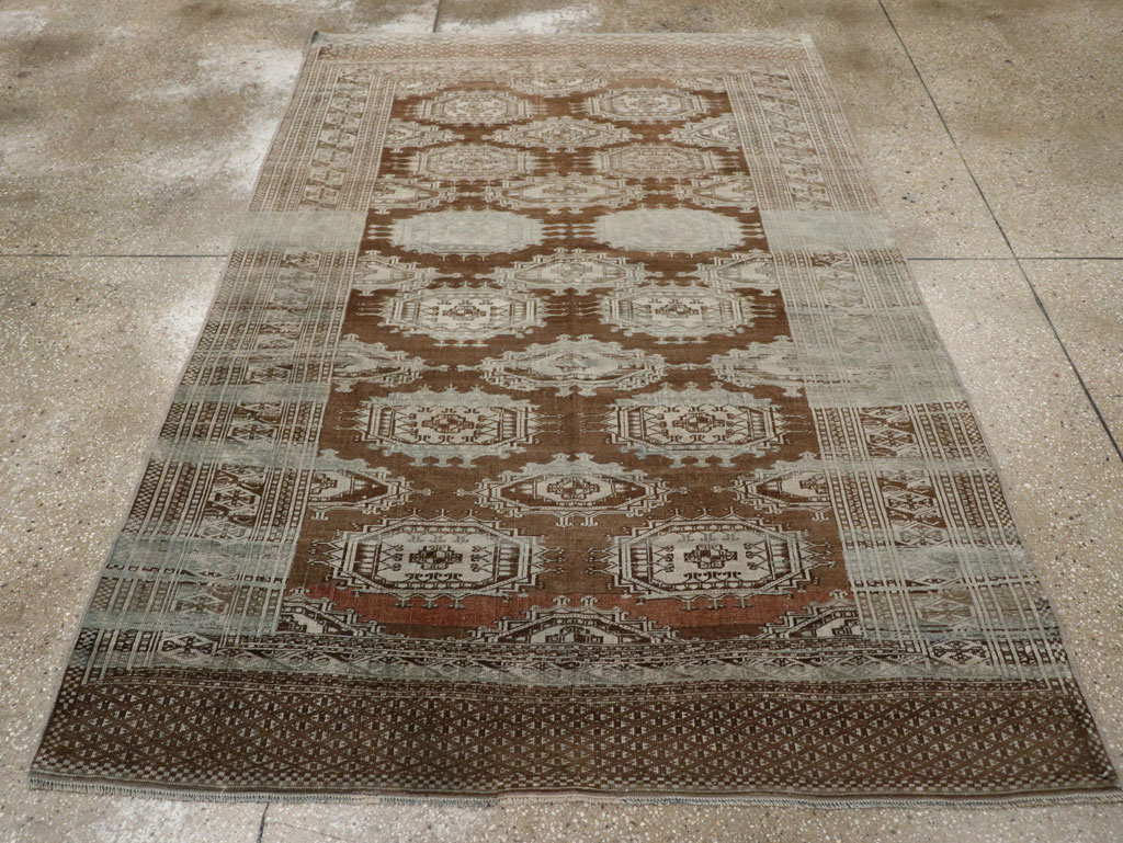 Vintage Central Asia Turkoman Accent Rug, No.33314 - Gsblank