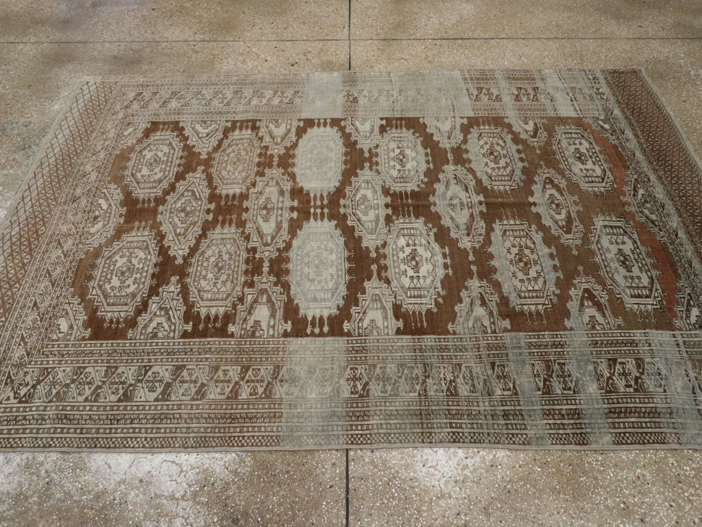 Vintage Central Asia Turkoman Accent Rug, No.33314 - Gsblank